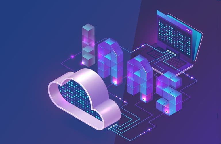 Konten, Mandanten, Abos & Lizenzen für Microsoft Cloud Angebote 3D-Illustration von „IaaS“ mit einer Wolke, digitalen Blöcken und einer Leiterplatte, die Cloud Computing und Infrastructure as a Service symbolisieren.