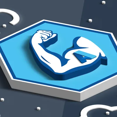 Infrastructure-as-Code mit Azure Bizep statt ARM Blaues Sechseck mit einem Symbol eines angespannten Bizeps in der Mitte, umgeben von Wolkenformen und verstreuten kleinen weißen Punkten auf dunklem Hintergrund.
