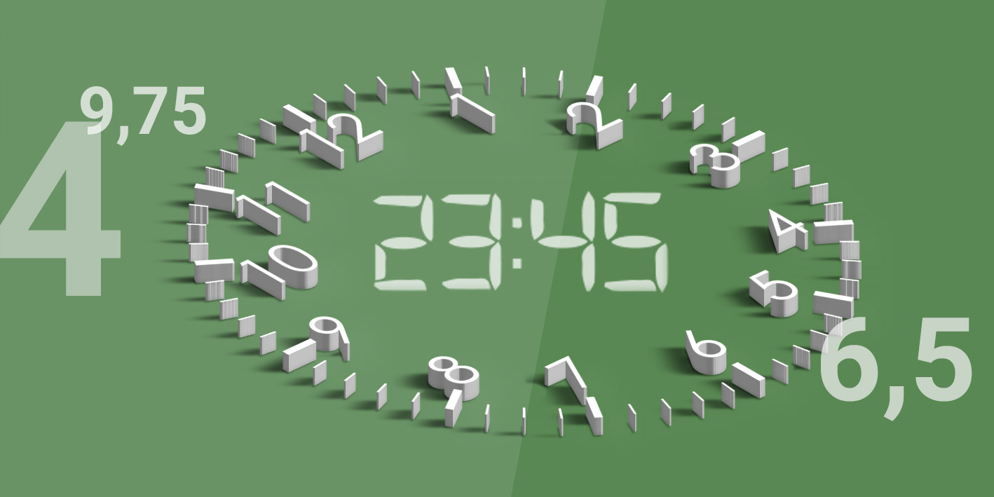Umrechnung in Excel von Uhrzeiten in Dezimalzeiten