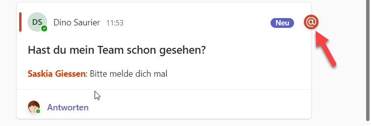 So sieht ein Teammitglied die Erwähnung seines Namens