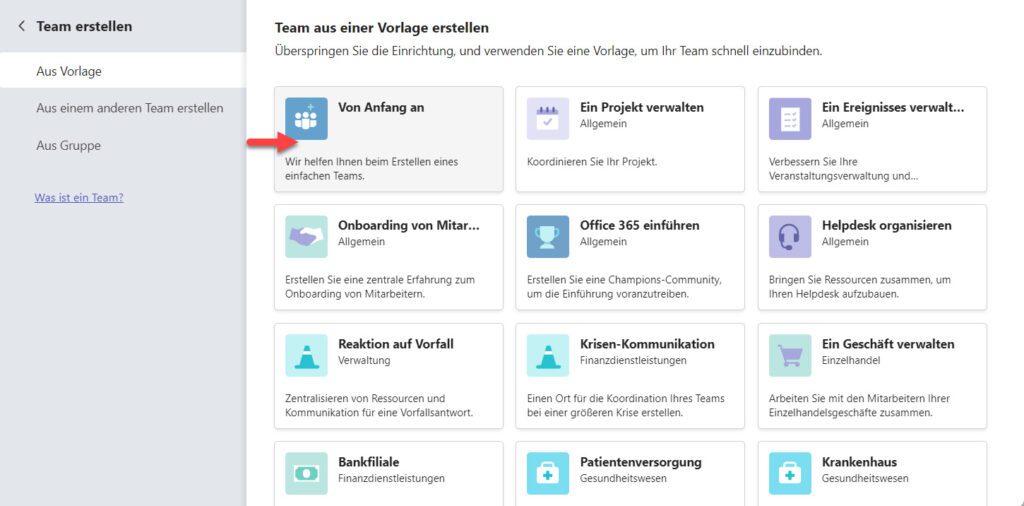 Ein neues Team in Microsoft Teams anlegen