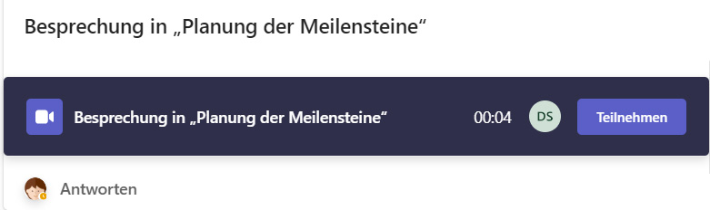 Mit einem Klick kann jedes Teammitglied an der Onlinekonferenz teilnehmen