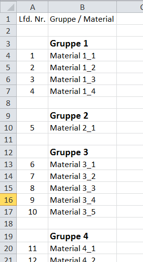 Excel Zeilen nummerieren mit Leerzeilen