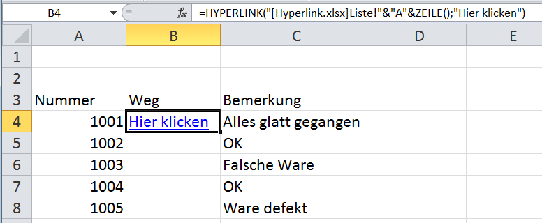 Excel Funktion zeigt eine Zelle auf einem anderen Tabellenblatt
