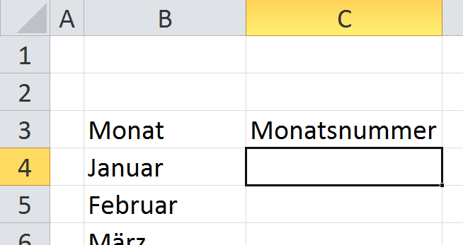 Aus einer Zahl macht Excel den korrekten Monat