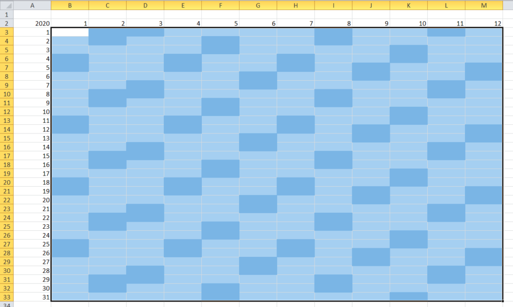 Excel hebt die Wochenenden im Kalender hervor