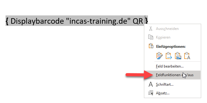 Displaybarcode "incas-training.de" QR Klick mit rechter Maus