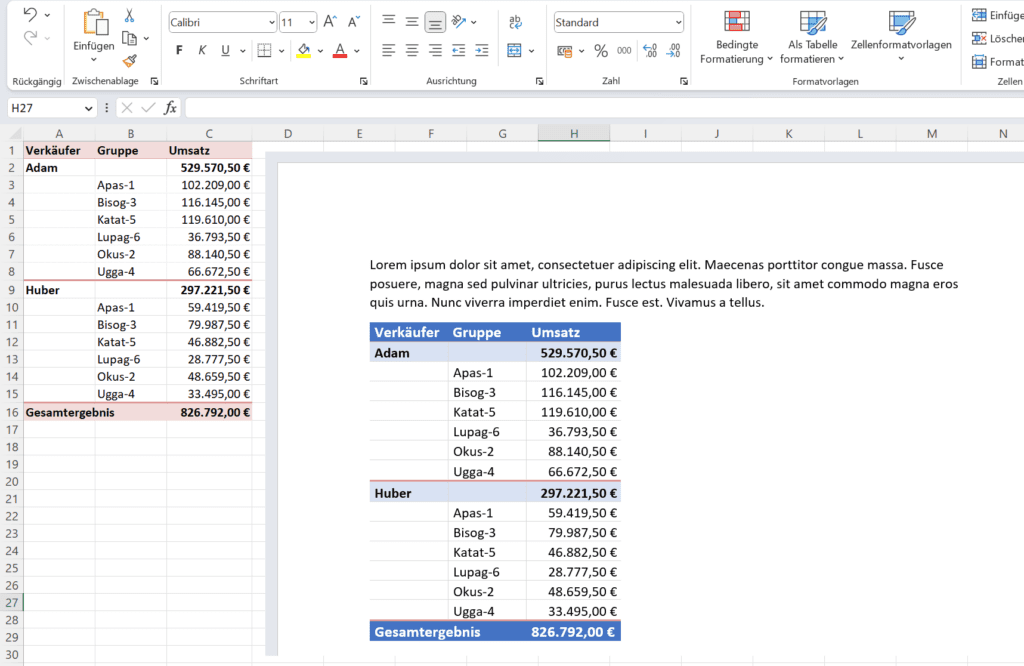 Verknüpfungen zwischen Word und Excel bearbeiten
