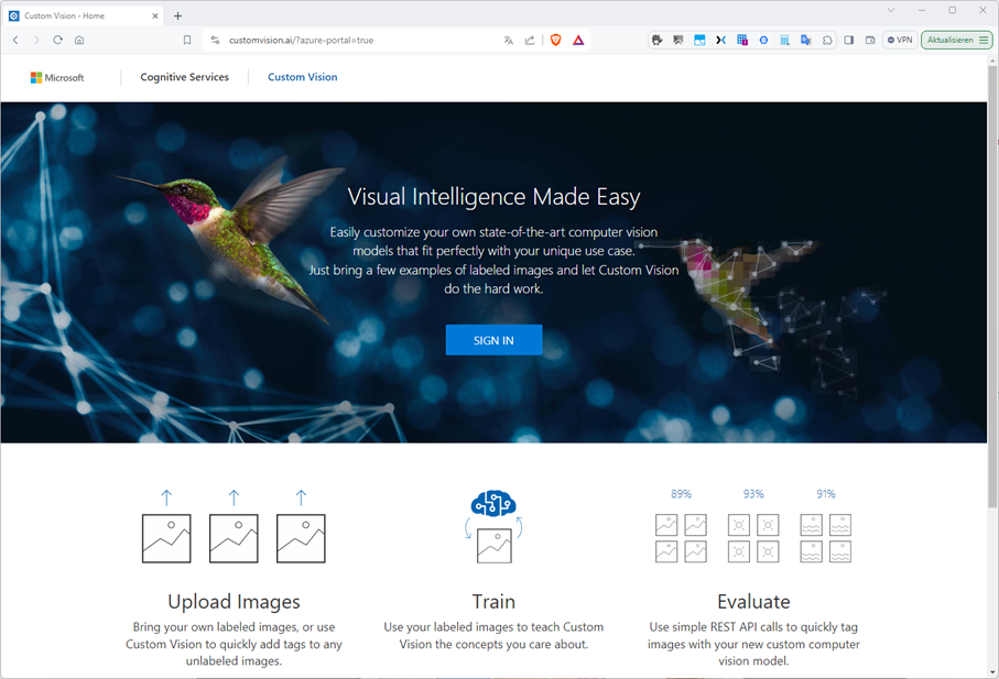 Custom-Vision-Produktseite