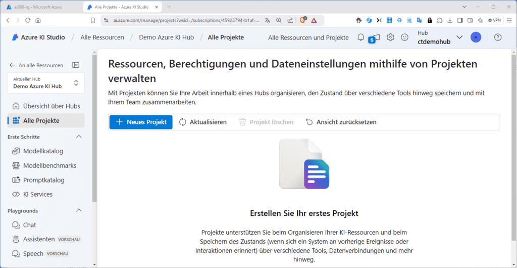 Erstellen eines neuen Projektes