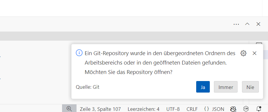 Öffnen eines Git-Repos in VS Code