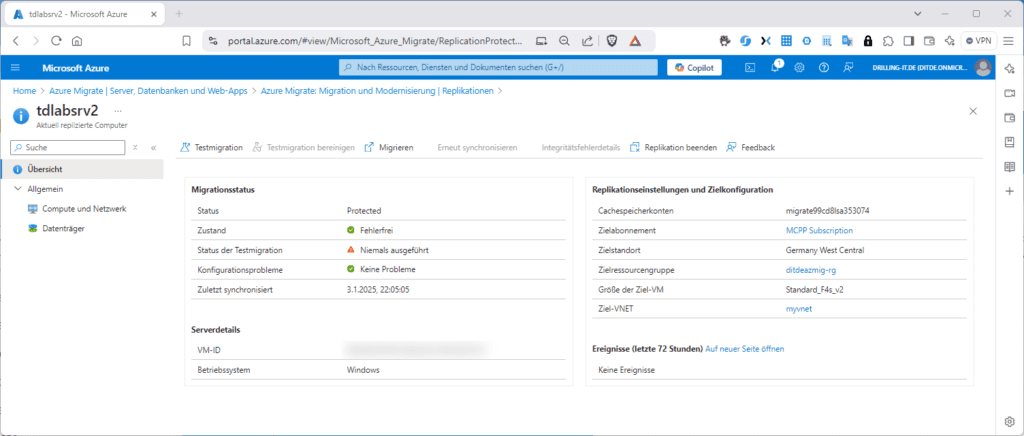 Starten der Testmigration